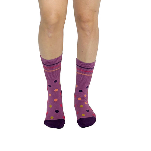 Polka Dots Purple + Orange Diabetic Socks